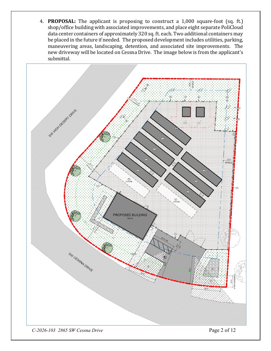 Plan de site C-2026-103 : huit conteneurs data center PoliCloud